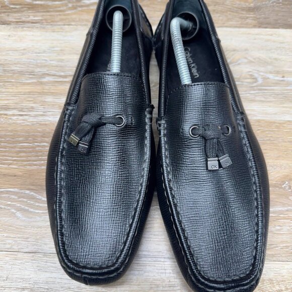 Calvin Klein Macon Epi Black Leather Driving Moccasins Men's Size 11.5 - Picture 2 of 7